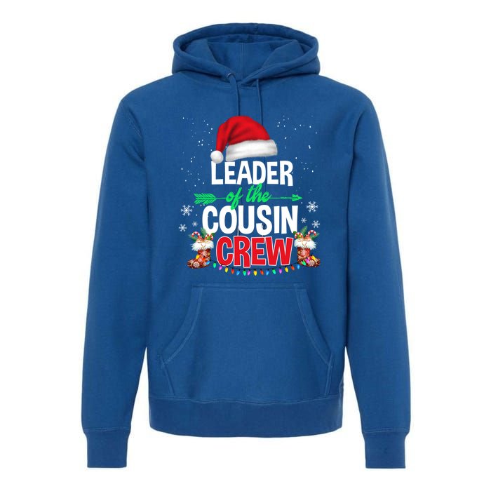 Leader Of The Cousin Crew Christmas Santa Hat Xmas Funny Gift Premium Hoodie