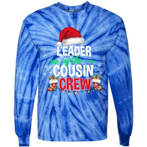 Leader Of The Cousin Crew Christmas Santa Hat Xmas Funny Gift Tie-Dye Long Sleeve Shirt