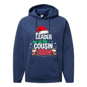 Leader Of The Cousin Crew Christmas Santa Hat Xmas Funny Gift Performance Fleece Hoodie