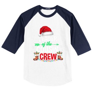 Leader Of The Cousin Crew Christmas Santa Hat Xmas Funny Gift Baseball Sleeve Shirt