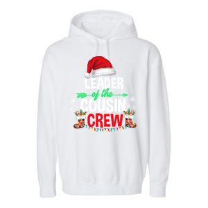 Leader Of The Cousin Crew Christmas Santa Hat Xmas Funny Gift Garment-Dyed Fleece Hoodie