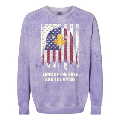 Land Of The Free And The Brave Proud American Honored Usa Gift Colorblast Crewneck Sweatshirt