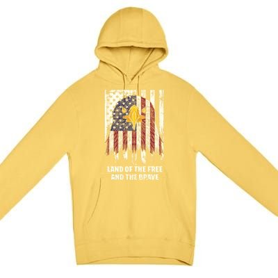 Land Of The Free And The Brave Proud American Honored Usa Gift Premium Pullover Hoodie