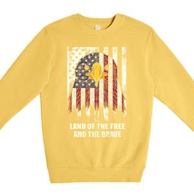 Land Of The Free And The Brave Proud American Honored Usa Gift Premium Crewneck Sweatshirt