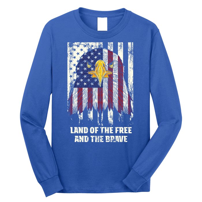 Land Of The Free And The Brave Proud American Honored Usa Gift Long Sleeve Shirt