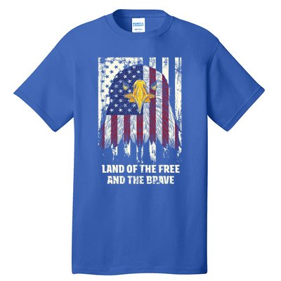 Land Of The Free And The Brave Proud American Honored Usa Gift Tall T-Shirt