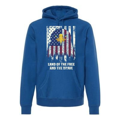 Land Of The Free And The Brave Proud American Honored Usa Gift Premium Hoodie