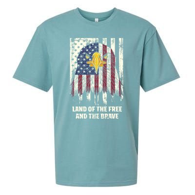 Land Of The Free And The Brave Proud American Honored Usa Gift Sueded Cloud Jersey T-Shirt