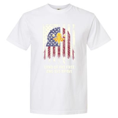 Land Of The Free And The Brave Proud American Honored Usa Gift Garment-Dyed Heavyweight T-Shirt