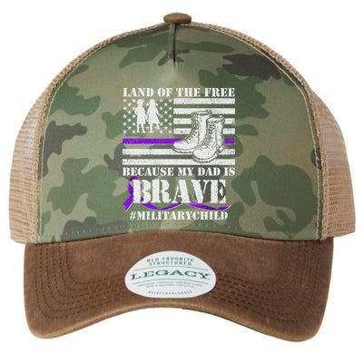 Land Of The Free Because My Dad Is Brave #MilitaryChild Legacy Tie Dye Trucker Hat