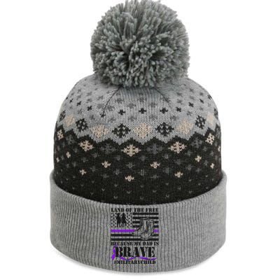 Land Of The Free Because My Dad Is Brave #MilitaryChild The Baniff Cuffed Pom Beanie