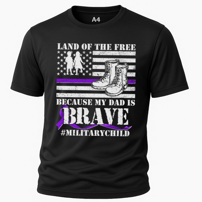 Land Of The Free Because My Dad Is Brave #MilitaryChild Cooling Performance Crew T-Shirt