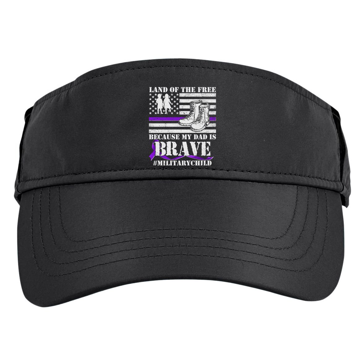 Land Of The Free Because My Dad Is Brave #MilitaryChild Adult Drive Performance Visor
