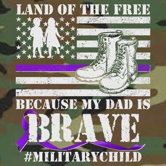 Land Of The Free Because My Dad Is Brave #MilitaryChild Flatbill Hat