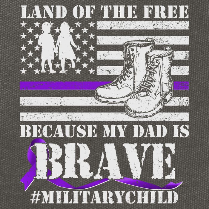Land Of The Free Because My Dad Is Brave #MilitaryChild Cotton Canvas Backpack
