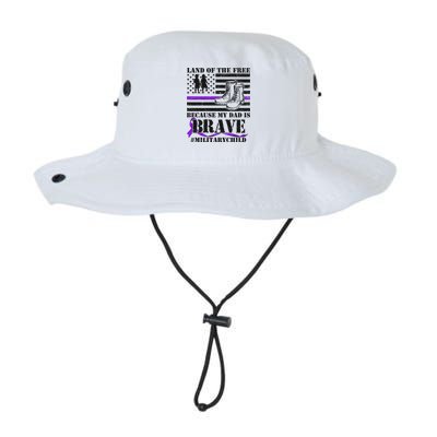 Land Of The Free Because My Dad Is Brave #MilitaryChild Legacy Cool Fit Booney Bucket Hat