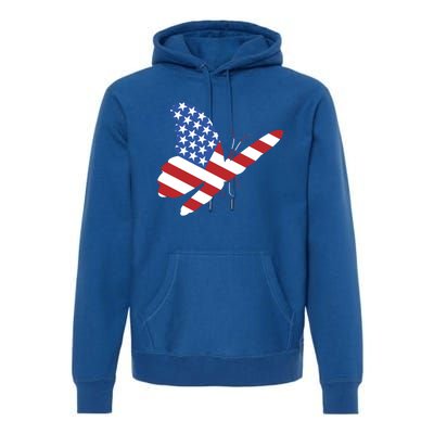 Land Of The Free Usa Flag Butterfly Proud American Veterans Great Gift Premium Hoodie