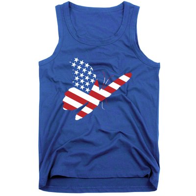 Land Of The Free Usa Flag Butterfly Proud American Veterans Great Gift Tank Top