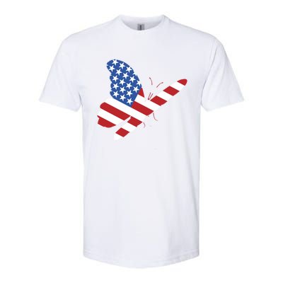 Land Of The Free Usa Flag Butterfly Proud American Veterans Great Gift Softstyle CVC T-Shirt