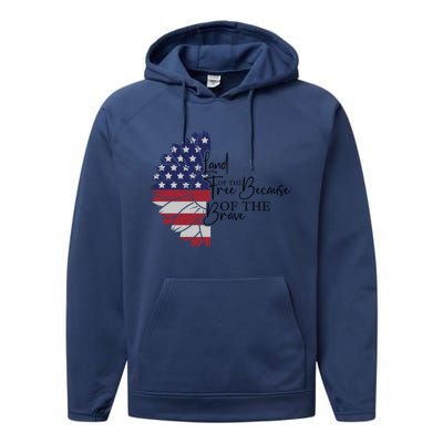 Land Of The Free Because Of The Brave Performance Fleece Hoodie