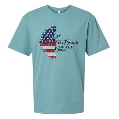 Land Of The Free Because Of The Brave Sueded Cloud Jersey T-Shirt