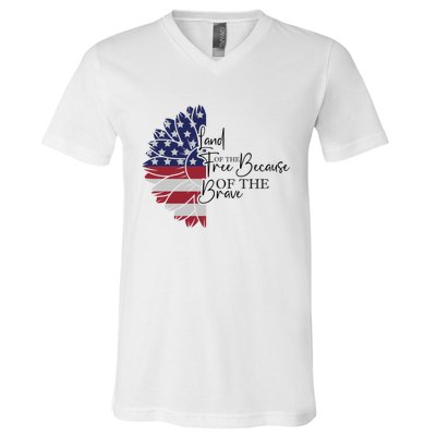 Land Of The Free Because Of The Brave V-Neck T-Shirt