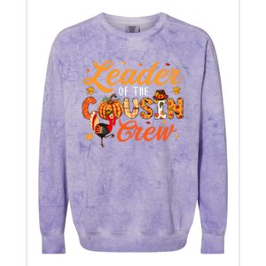 Leader Of The Cousin Crew Thanksgiving Fall Turkey Family Gift Colorblast Crewneck Sweatshirt