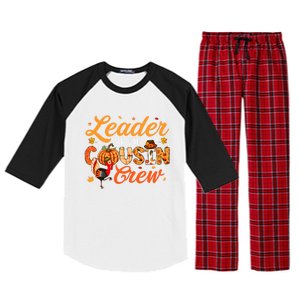 Leader Of The Cousin Crew Thanksgiving Fall Turkey Family Gift Raglan Sleeve Pajama Set