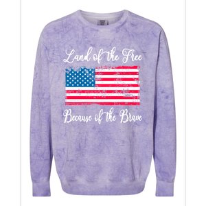 Land Of The Free Because My Grandpa Is Brave Veterans Gift Colorblast Crewneck Sweatshirt