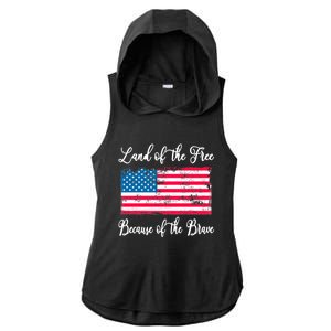 Land Of The Free Because My Grandpa Is Brave Veterans Gift Ladies PosiCharge Tri-Blend Wicking Draft Hoodie Tank