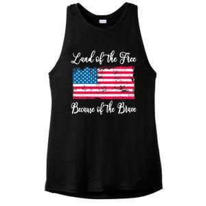 Land Of The Free Because My Grandpa Is Brave Veterans Gift Ladies PosiCharge Tri-Blend Wicking Tank