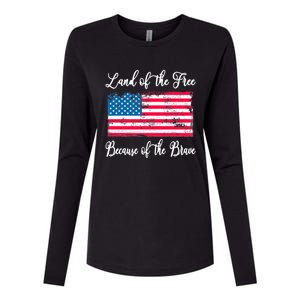 Land Of The Free Because My Grandpa Is Brave Veterans Gift Womens Cotton Relaxed Long Sleeve T-Shirt