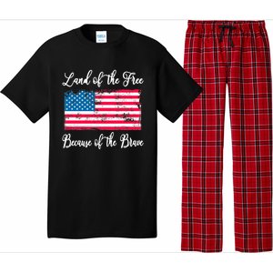 Land Of The Free Because My Grandpa Is Brave Veterans Gift Pajama Set