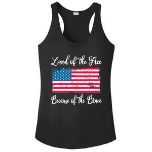 Land Of The Free Because My Grandpa Is Brave Veterans Gift Ladies PosiCharge Competitor Racerback Tank