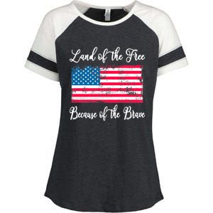 Land Of The Free Because My Grandpa Is Brave Veterans Gift Enza Ladies Jersey Colorblock Tee