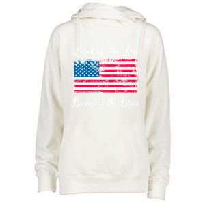 Land Of The Free Because My Grandpa Is Brave Veterans Gift Womens Funnel Neck Pullover Hood