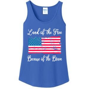 Land Of The Free Because My Grandpa Is Brave Veterans Gift Ladies Essential Tank