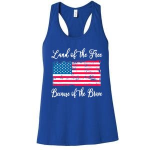 Land Of The Free Because My Grandpa Is Brave Veterans Gift Women's Racerback Tank