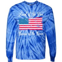 Land Of The Free Because My Grandpa Is Brave Veterans Gift Tie-Dye Long Sleeve Shirt