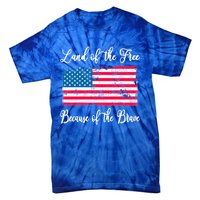 Land Of The Free Because My Grandpa Is Brave Veterans Gift Tie-Dye T-Shirt