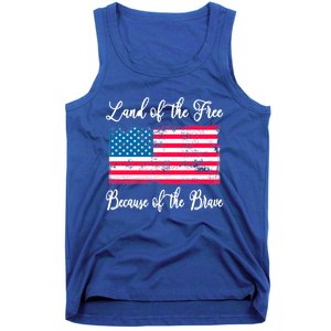 Land Of The Free Because My Grandpa Is Brave Veterans Gift Tank Top