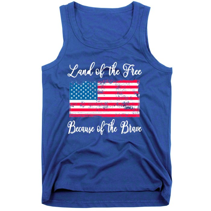 Land Of The Free Because My Grandpa Is Brave Veterans Gift Tank Top