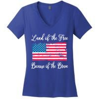 Land Of The Free Because My Grandpa Is Brave Veterans Gift Women's V-Neck T-Shirt