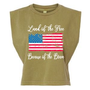 Land Of The Free Because My Grandpa Is Brave Veterans Gift Garment-Dyed Women's Muscle Tee