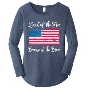 Land Of The Free Because My Grandpa Is Brave Veterans Gift Women's Perfect Tri Tunic Long Sleeve Shirt