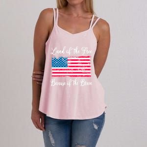 Land Of The Free Because My Grandpa Is Brave Veterans Gift Women's Strappy Tank