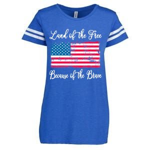 Land Of The Free Because My Grandpa Is Brave Veterans Gift Enza Ladies Jersey Football T-Shirt