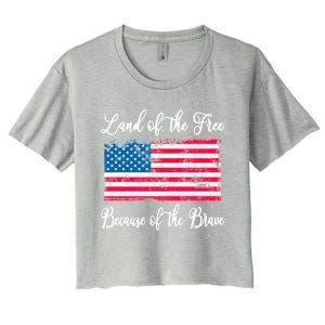 Land Of The Free Because My Grandpa Is Brave Veterans Gift Women's Crop Top Tee