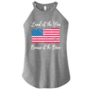 Land Of The Free Because My Grandpa Is Brave Veterans Gift Women's Perfect Tri Rocker Tank