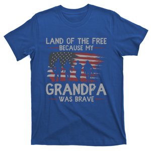 Land Of The Free Because My Grandpa Was Brave Veteran Gift T-Shirt